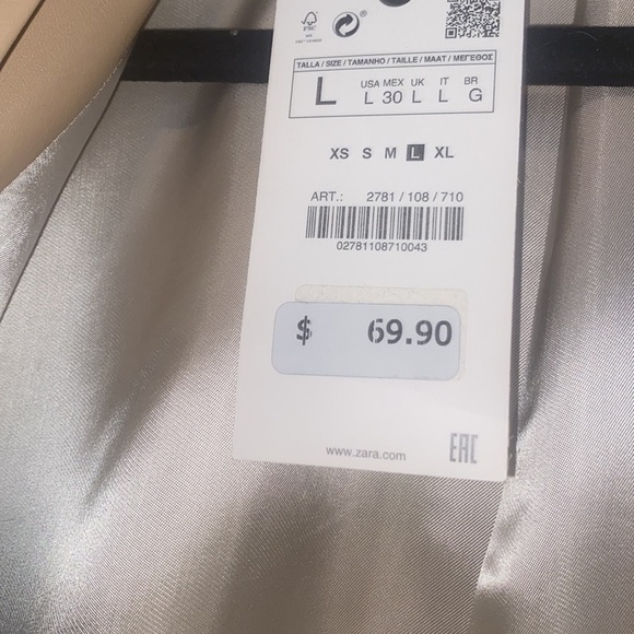 Zara woman Beige Faux Leather vest size lager new with tags - Picture 8 of 10